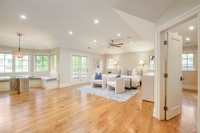 958 S Columbine St, Denver, CO 80209 - bedroom featuring access to outside, light wood finished floors, multiple windows, recessed lighting, and baseboards