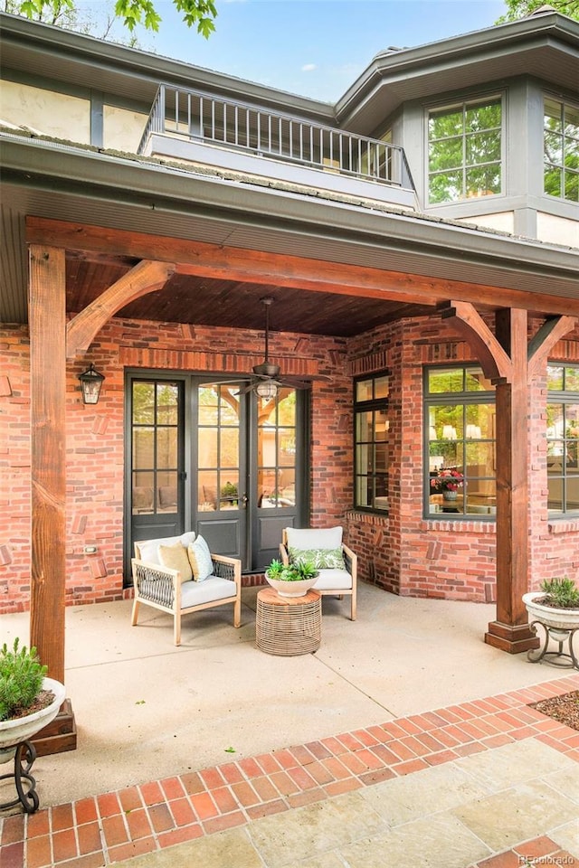 958 S Columbine St, Denver, CO 80209 - view of patio featuring french doors, a balcony, and outdoor lounge area