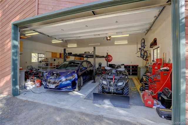 view of garage