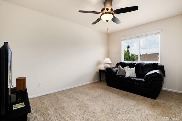 3027 Walnut Grove St, Erie, CO 80516 - carpeted living area featuring baseboards and ceiling fan