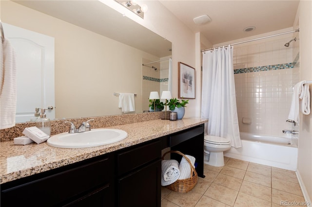 3027 Walnut Grove St, Erie, CO 80516 - bathroom featuring vanity, tile patterned floors, and shower / bath combo with shower curtain