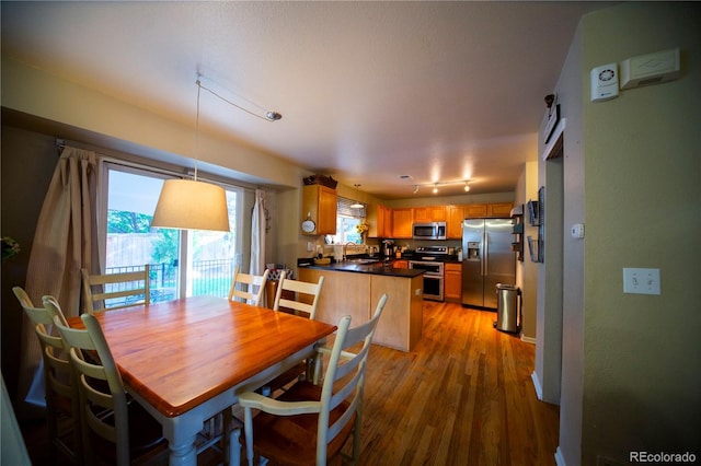 9950 Sydney Ln, Highlands Ranch, CO 80130 - dining area with light wood-type flooring and track lighting