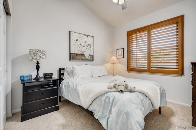 9451 Desert Willow Trl, Highlands Ranch, CO 80129 - bedroom with lofted ceiling, carpet, baseboards, and a ceiling fan
