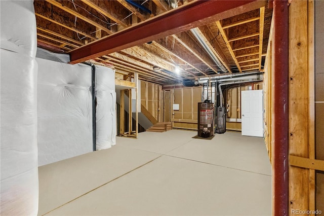 basement with water heater