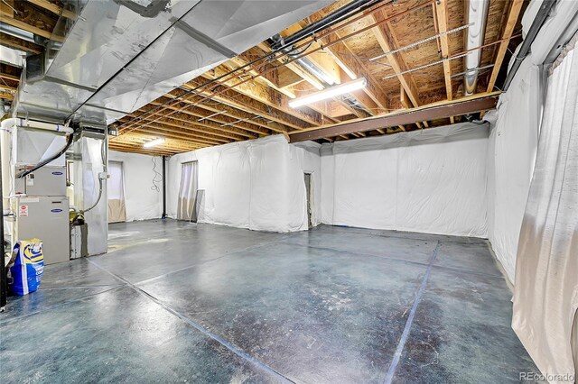 unfinished below grade area with heating unit