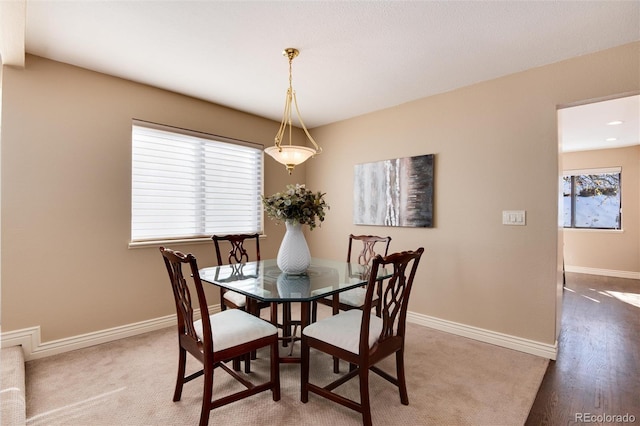 dining room featuring hardwood / wood-style floors and a healthy amount of sunlight