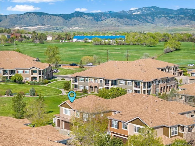 bird's eye view of a mountainous background