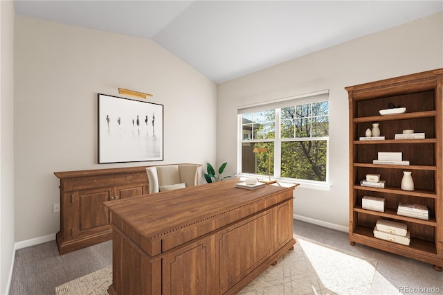 6202 Kilmer Loop Unit 202, Golden, CO 80403 - office area with lofted ceiling, light colored carpet, and baseboards