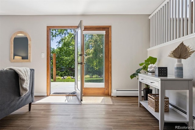 1931 Foothills Rd, Golden, CO 80401 - entryway featuring a baseboard radiator and wood finished floors