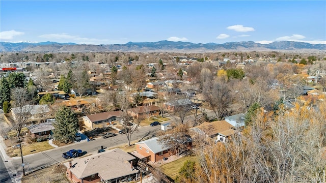 birds eye view of property featuring a residential view and a mountain view