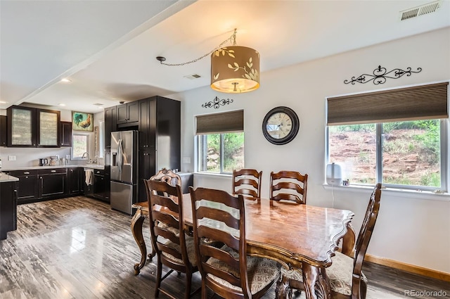 220 Wark Ave, Berthoud, CO 80513 - dining area with wood finished floors, baseboards, and recessed lighting