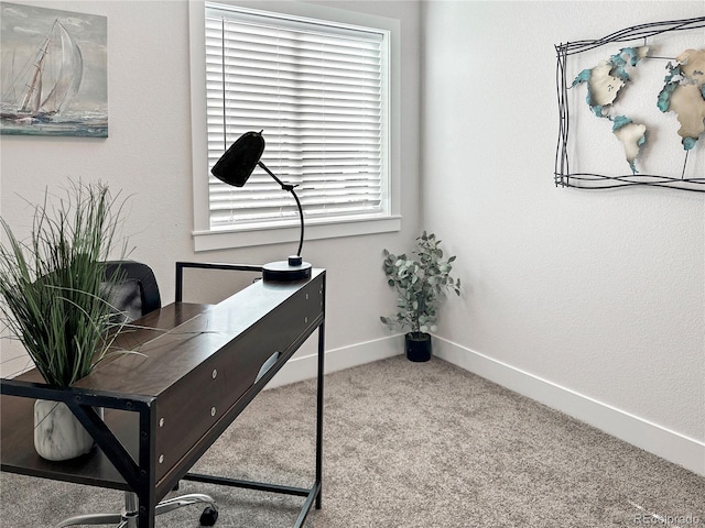 office area with carpet and baseboards