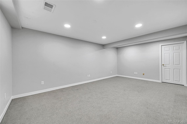 basement with carpet floors