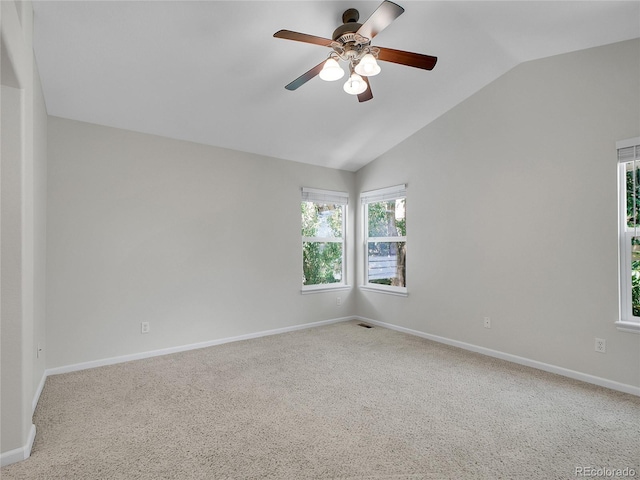 1288 S Beeler Ct, Denver, CO 80247 - carpeted spare room featuring vaulted ceiling and ceiling fan