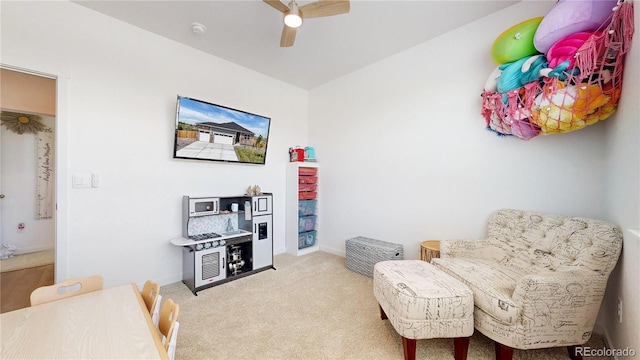 13488 Wabash St, Thornton, CO 80602 - sitting room featuring carpet flooring, ceiling fan, and baseboards