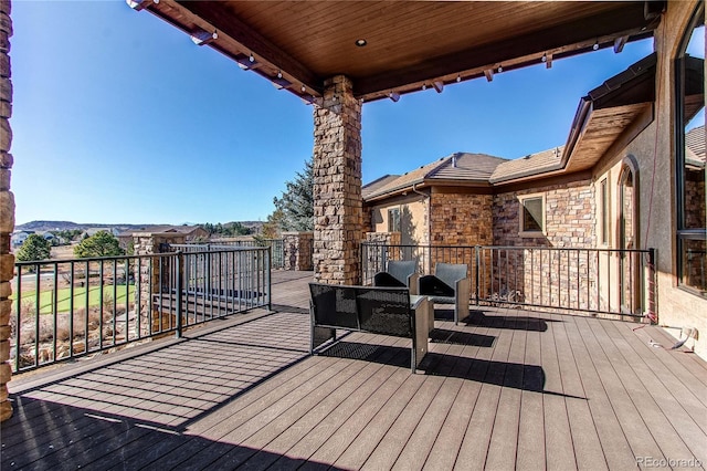 deck featuring an outdoor living space