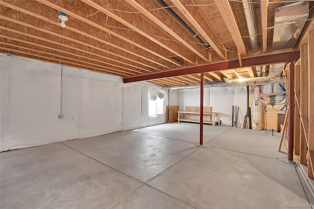 basement featuring gas water heater