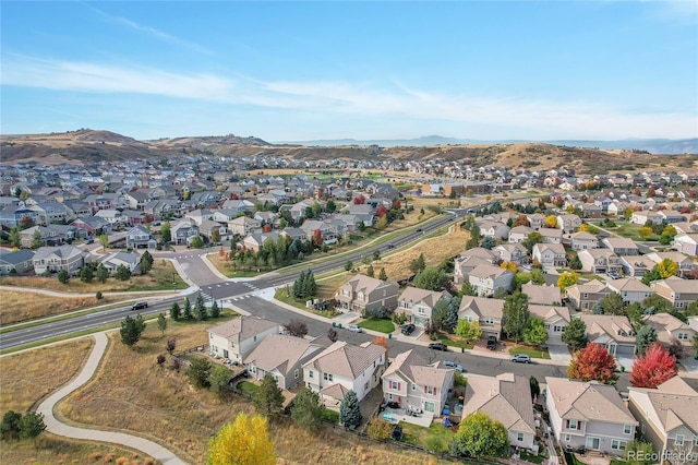 drone / aerial view with a mountain view