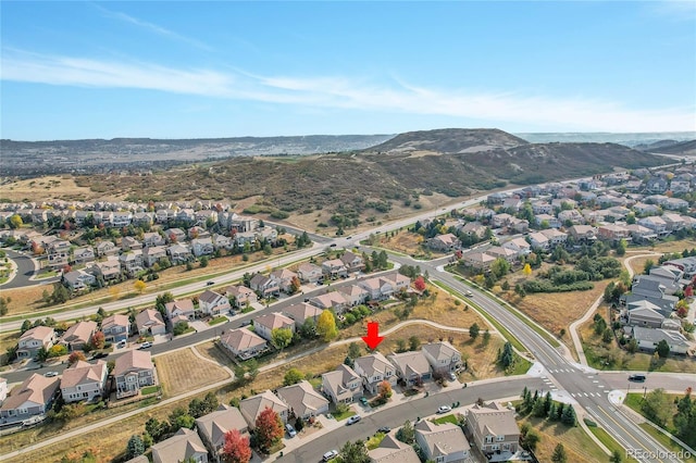 drone / aerial view with a mountain view