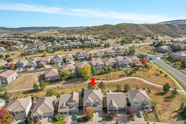 bird's eye view featuring a mountain view