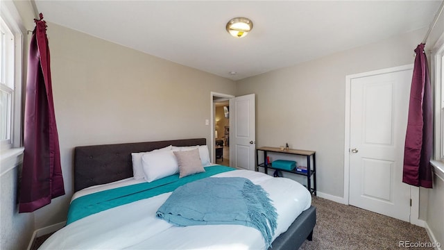 bedroom with baseboards and carpet flooring