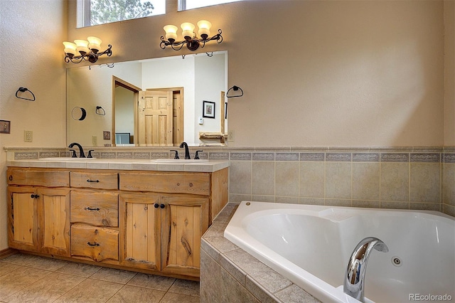 114 Star Ln, Bailey, CO 80421 - full bath with a jetted tub, double vanity, and tile patterned flooring