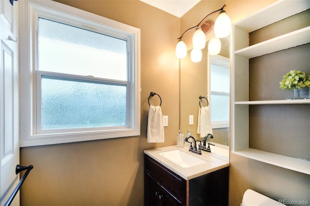 103 Aurelia St, Palmer Lake, CO 80133 - half bath featuring vanity and crown molding