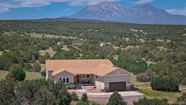 bird's eye view with a mountain view