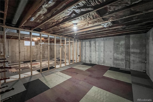 view of unfinished basement