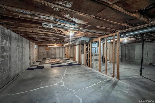 unfinished basement with visible vents