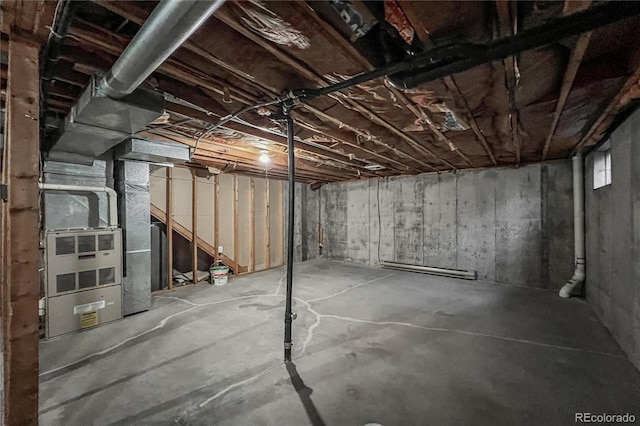 unfinished below grade area with heating unit