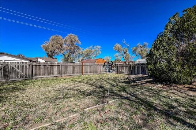 view of yard featuring a fenced backyard