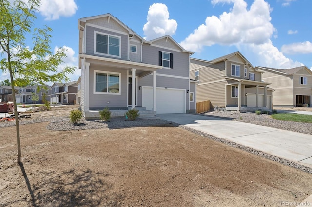 18126 Coppermallow Trl, Parker, CO 80134 - view of front of home featuring concrete driveway, a garage, a residential view, and covered porch