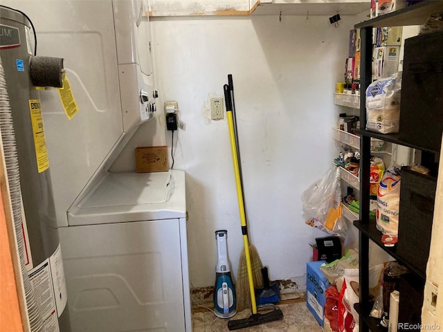 5350 Primrose Ln, Denver, CO 80221 - laundry area with stacked washing machine and dryer and water heater