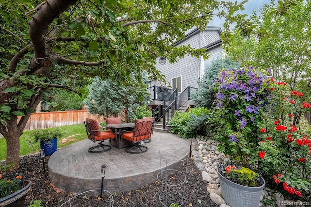 9758 Red Oakes Dr, Highlands Ranch, CO 80126 - view of patio featuring stairs and a deck