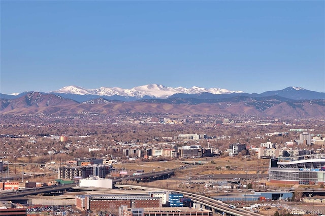 property view of mountains featuring a city view