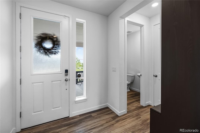 1168 Elbridge Dr, Elizabeth, CO 80107 - foyer featuring dark wood finished floors and baseboards