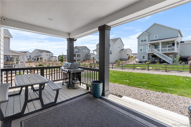 1168 Elbridge Dr, Elizabeth, CO 80107 - wooden deck with a residential view, area for grilling, and stairway