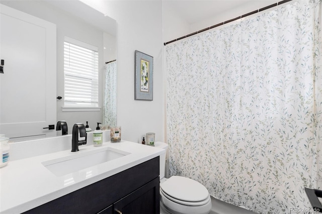 7077 Copper Sky Cir, Castle Pines, CO 80108 - bathroom featuring toilet, vanity, and curtained shower