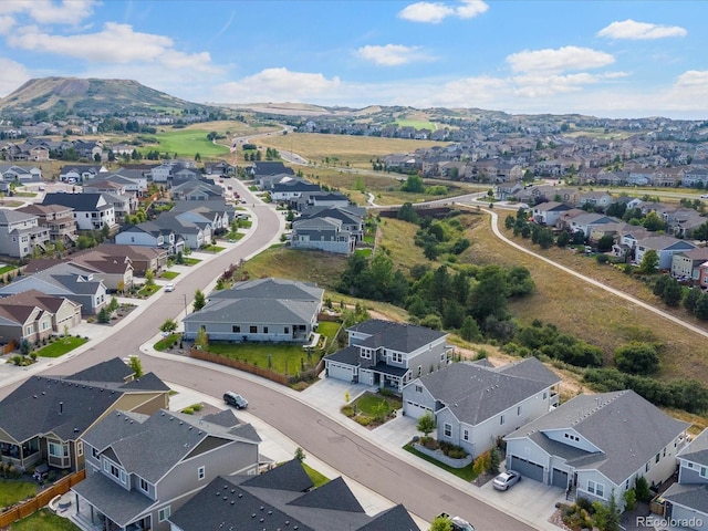 bird's eye view with a mountain view