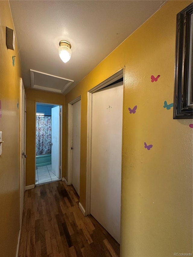 260 Sheridan Blvd, Denver, CO 80226 - hallway with wood finished floors and attic access