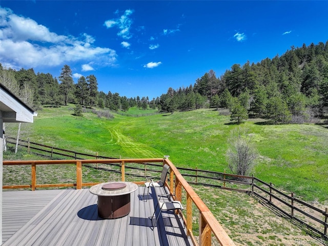 20101 Spring Gulch Rd, Morrison, CO 80465 - wooden deck with a yard, a view of rural / pastoral area, and a wooded view