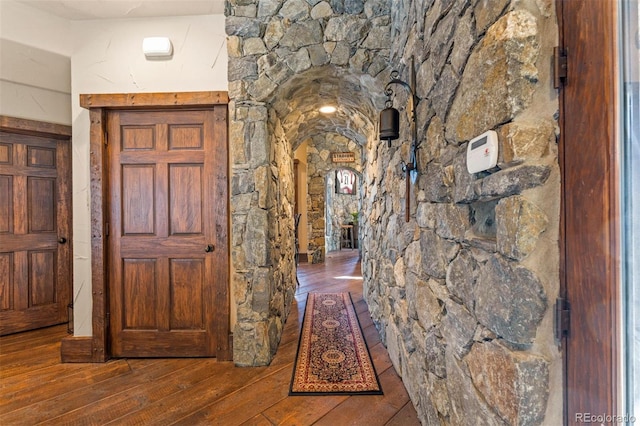 hall featuring dark hardwood / wood-style floors