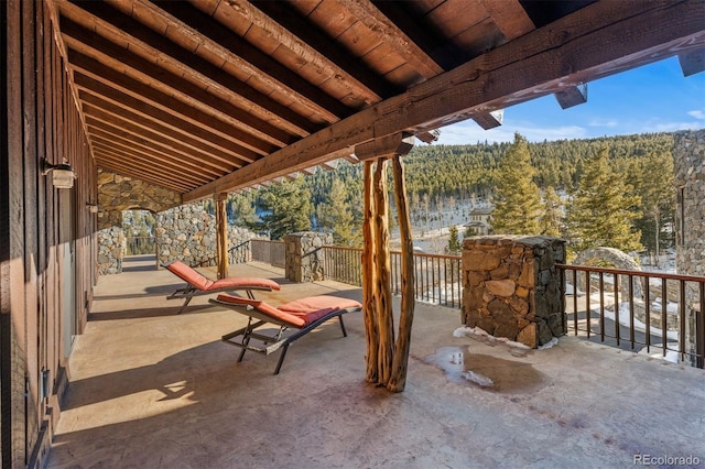 142 Outpost Ln, Evergreen, CO 80439 - view of patio with a view of trees