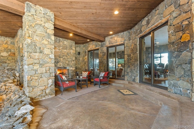 142 Outpost Ln, Evergreen, CO 80439 - view of patio featuring an outdoor living space with a fireplace