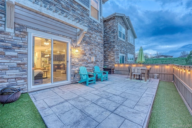 view of patio with a fenced backyard