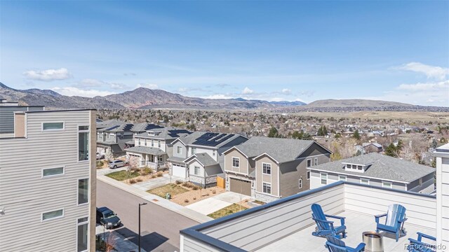 property view of mountains featuring a residential view