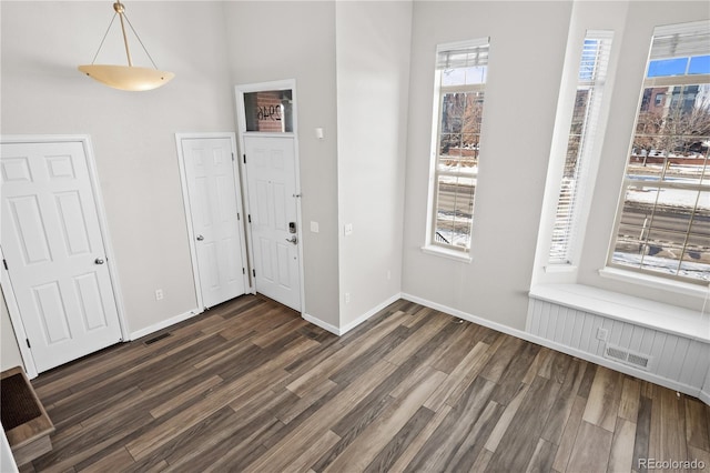 foyer entrance featuring dark hardwood / wood-style flooring