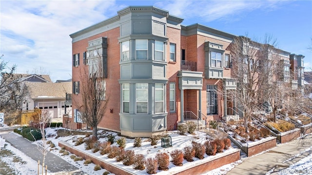 view of snow covered building