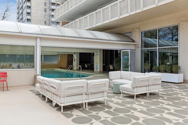 exterior space with an outdoor living space